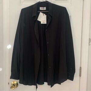 Matteau black long sleeve 100% silk shirt sz US 8